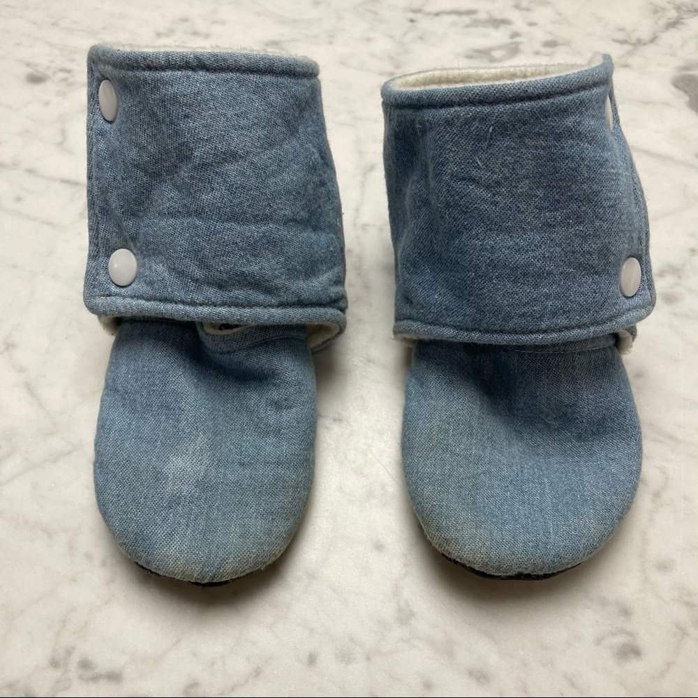 beautiful Denim Jean Fleece-Lined Baby Booties Slippers Shoes